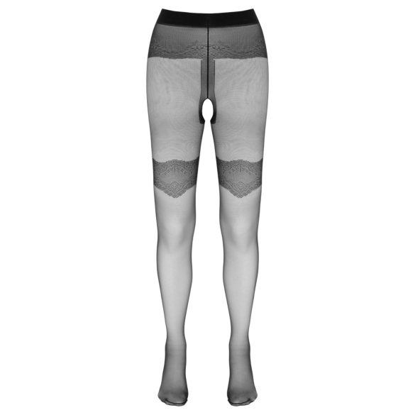 Cottelli - дамски чорапи с десен и отворено дъно - черни