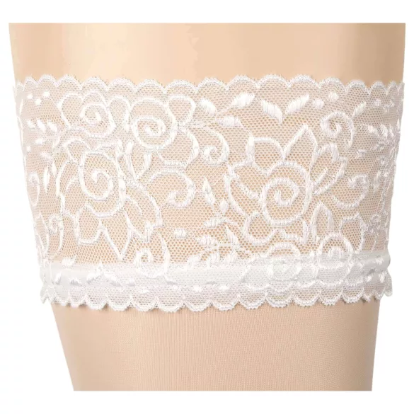 Cottelli - секси чорапи за бедро - сатенен ефект - бели - 4/L