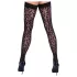 Cottelli Legwear - дамски чорапи до бедрото - леопардов принт - черни