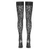 Cottelli Legwear - дамски чорапи до бедрото - леопардов принт - черни
