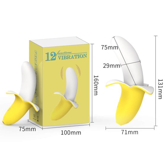 Lonely - акумулаторен, водоустойчив, бананов вибратор (жълто-бял)