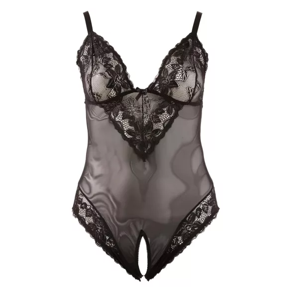 Cottelli Plus Size - дамско боди с дантела - черно - XXXL