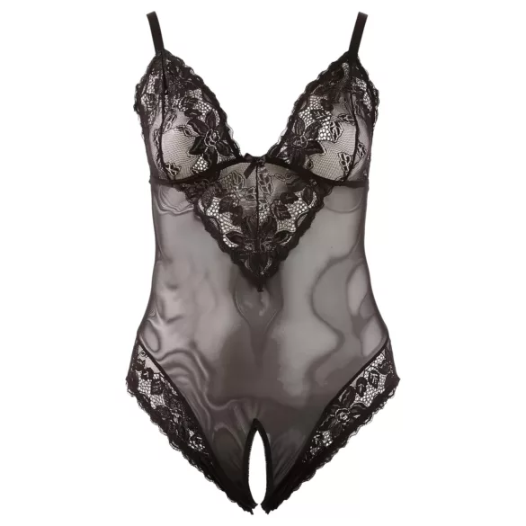 Cottelli Plus Size - дамско боди с дантела - черно - XXXXL