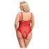 Cottelli Curves - прозрачно дантелено боди (червено) - 3XL
