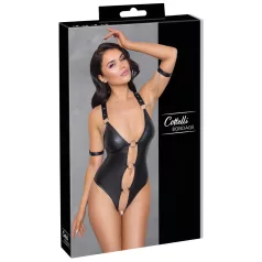   Cottelli Bondage - дамско боди с отворен дизайн и пръстени - лъскаво черно - M