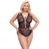 Cottelli Curves Plus Size - дамско боди с прозрачен десен - черно