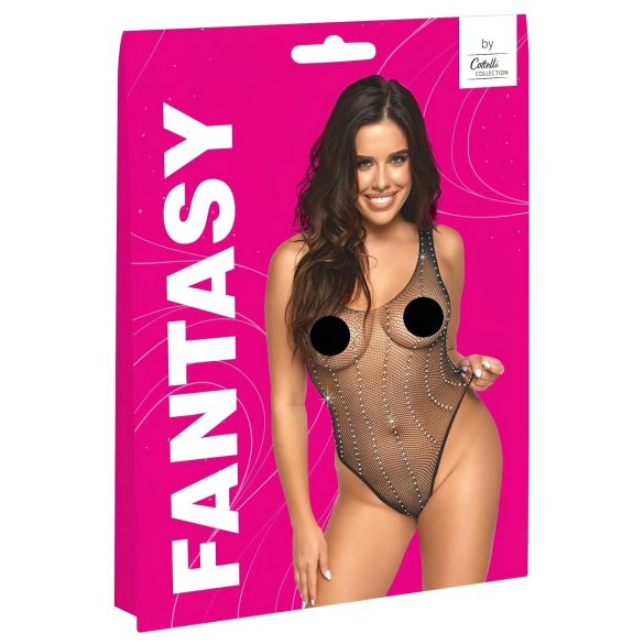 Cottelli - боди мрежа с камъни - черно - S-L