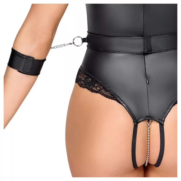 Cottelli Bondage - боди с отворени гърди - черно