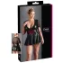 Cottelli Plus Size - лъскава рокля с червен корсет - черна - XXL