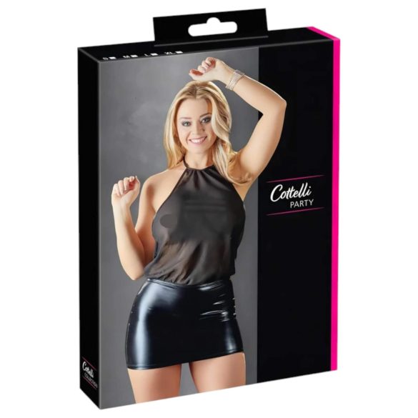 Cottelli - еротична рокля - лъскав шифон - черна - L