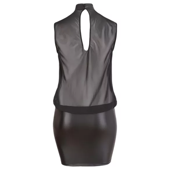 Cottelli Plus Size - еротична рокля - лъскав шифон - черна