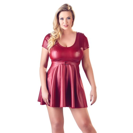 Cottelli Plus Size - Мини рокля с а-образна линия (бордо) - XL