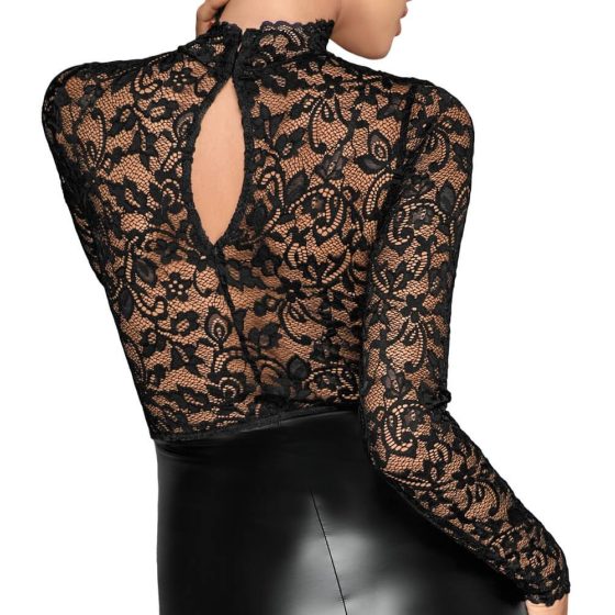 Noir - Лека дантелена рокля с дълъг ръкав (черна) - XL