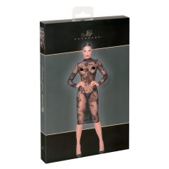   Noir - прозрачна рокля с цветен мотив и дълги ръкави (черна) - M