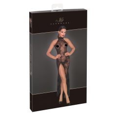   Noir - прозрачна дълга рокля с цветя (черна)