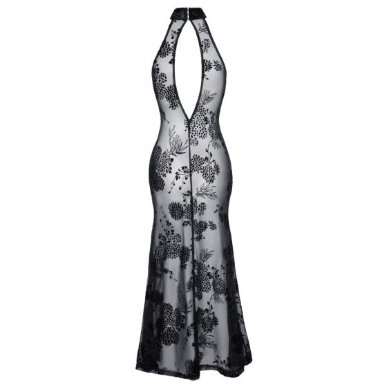 Noir - полупрозрачна дълга рокля на цветя (черна)