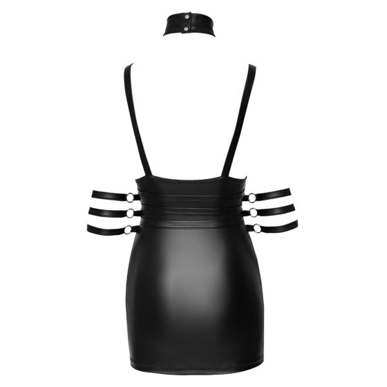 Cottelli Bondage - Блестяща мини рокля с жартиери (черна)