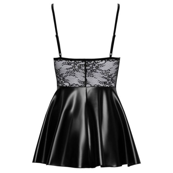 Noir - Лъскава рокля с дантелена горна част (черна)