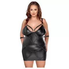   Cottelli Plus Size - комплект рокля с белезници - черен