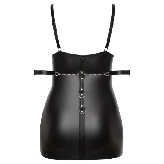 Cottelli Plus Size - Мини рокля без презрамки с маншети за ръце (черна)