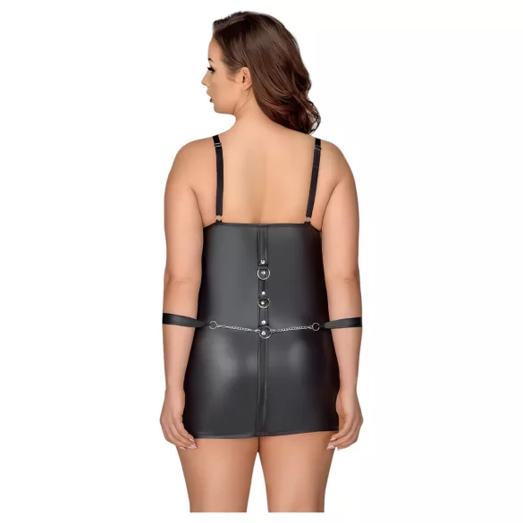 Cottelli Plus Size - комплект рокля с белезници - черен