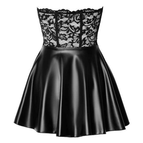 Noir - дантелена мини рокля с гланц (черна)