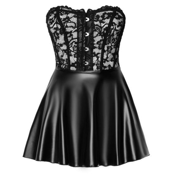 Noir - дантелена мини рокля с гланц (черна) - M