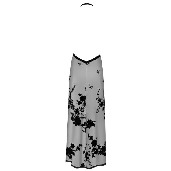 Noir - изцяло прозрачна макси рокля с флорален принт (черна)