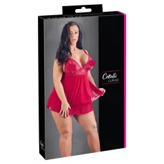   Cottelli Plus Size - секси бебидол с дантела - червен - голям размер - 2XL