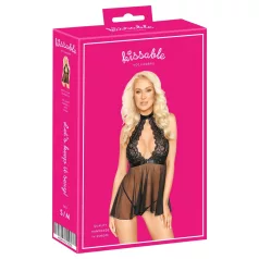   Kissable - нощница babydoll с яка и дантела - черна