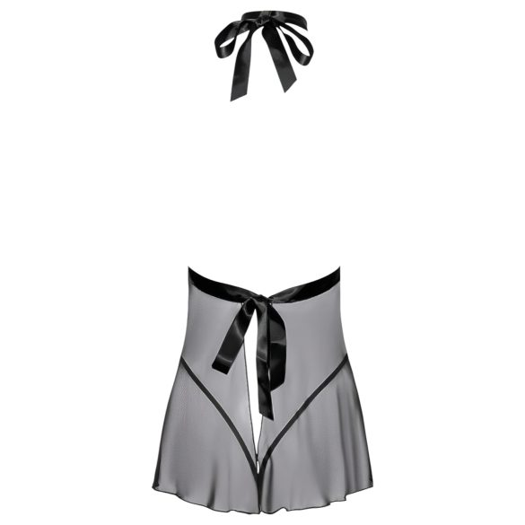 Kissable - нощница babydoll с яка и дантела - черна - L/XL