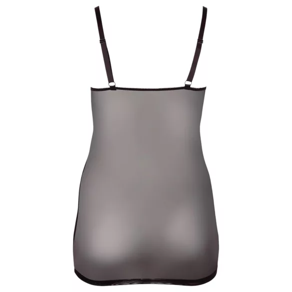 Cottelli Plus Size - нощница с дантела - прозрачна - черна - 3XL