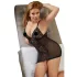Cottelli Plus Size - нощница с дантела - прозрачна - черна - 4XL
