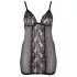 Cottelli Plus Size - нощница с дантела - прозрачна - черна - 4XL
