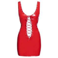   Black Level - Лакирана мини рокля с дантели (червена)