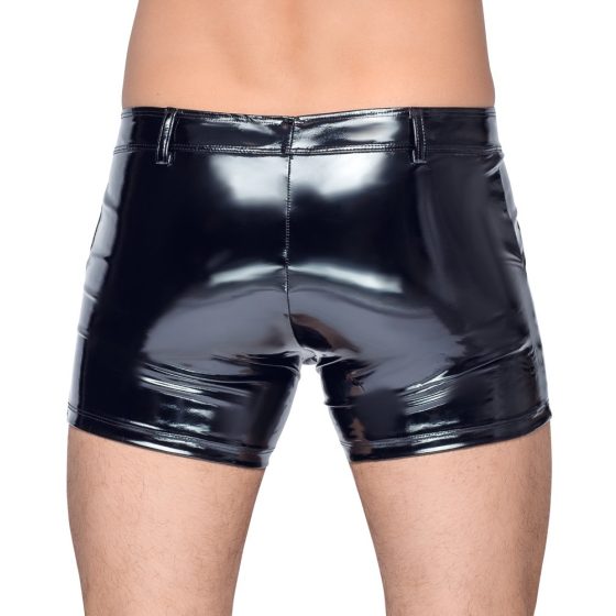 Black Level - къси мъжки лачени панталони със страничен джоб (черни)