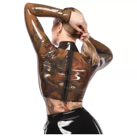 Latex X прозрачна латексова горна част (прозрачна-черна) - L