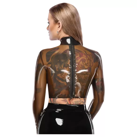 Latex X прозрачна латексова горна част (прозрачна-черна) - L
