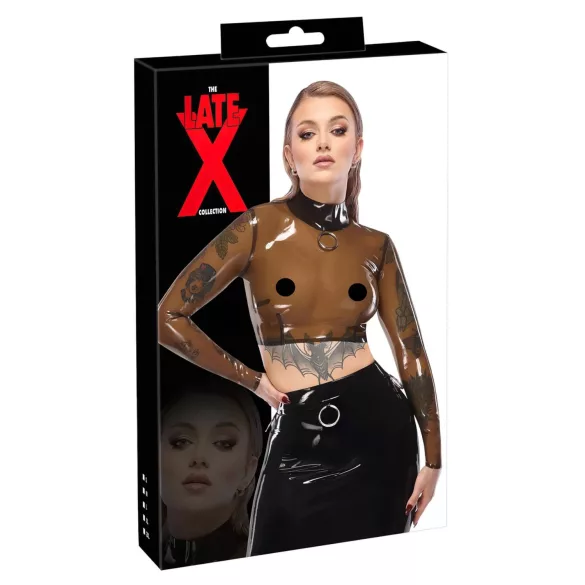 Latex X прозрачна латексова горна част (прозрачна-черна) - L