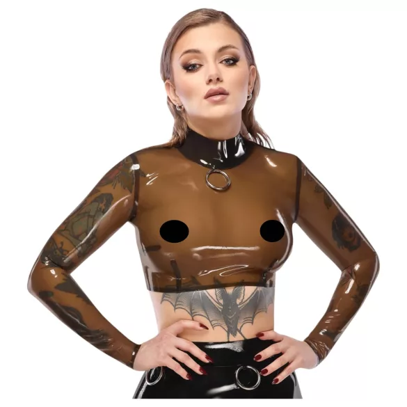 Latex X прозрачна латексова горна част (прозрачна-черна) - L