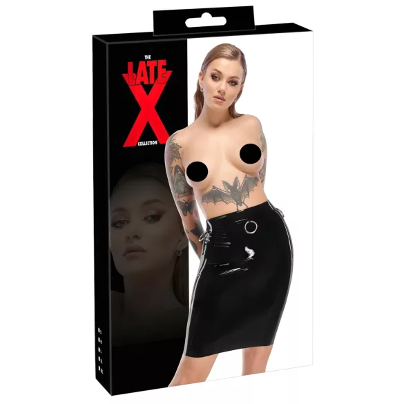 LATEX - латексова миди пола (черна)