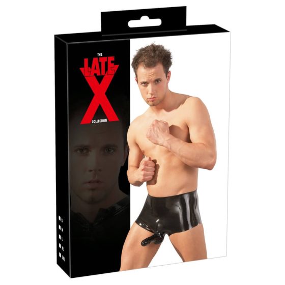 LATEX - боксерки с обвивка за пенис (черни) - L/XL
