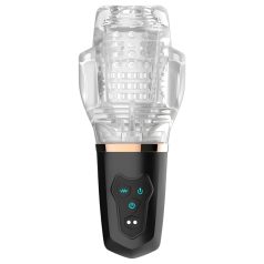   Funny Me Rocket Cup - смучеща-вибрираща мастурбаторна чаша (прозрачна-черна)