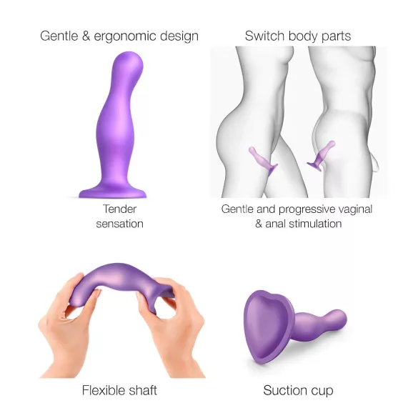 Strap-on-me Curvy S - вълнообразно дилдо с вендуза (лилаво)