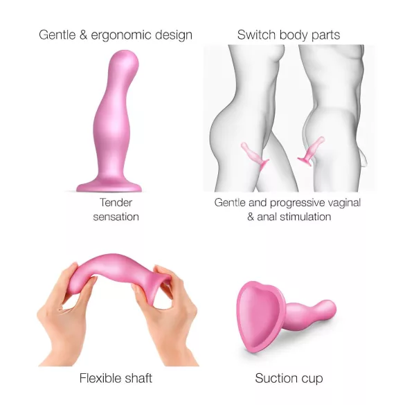 Strap-on-me Curvy S - вълнообразно дилдо с вендуза (розово)
