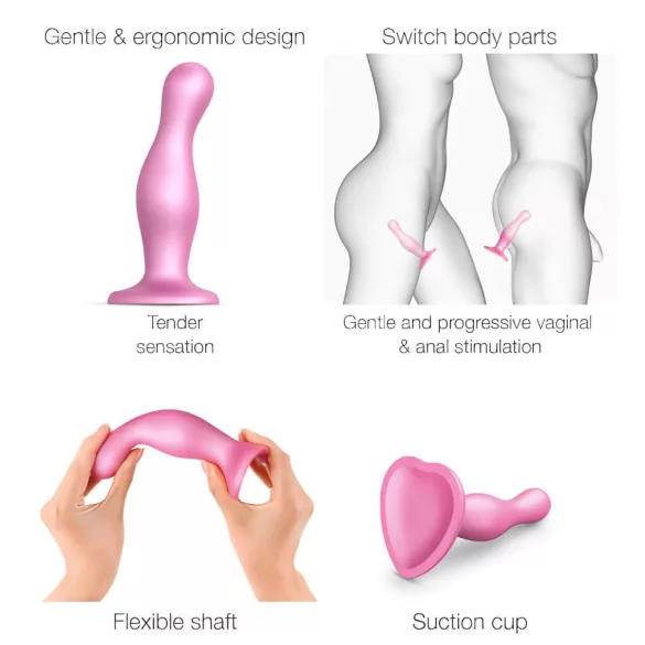 Strap-on-me Curvy S - вълнообразно дилдо с вендуза (розово)