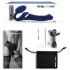Strap-on-me - пенис колан с вибрация и въздушни вълни - син, размер M