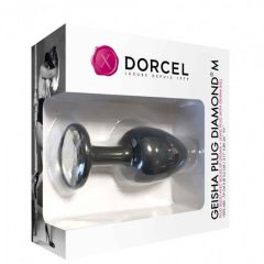   Dorcel Geisha Plug Diamond M - анален вибратор с бял камък (черен)