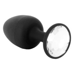   Dorcel Geisha Plug Diamond L - анален вибратор с бял камък (черен)