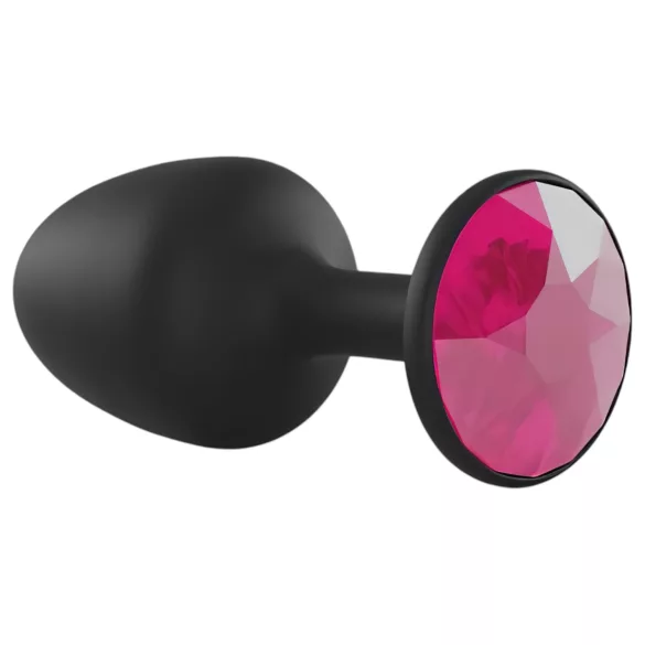 Dorcel Geisha Plug Ruby L - анален плъг с розов камък (черен)